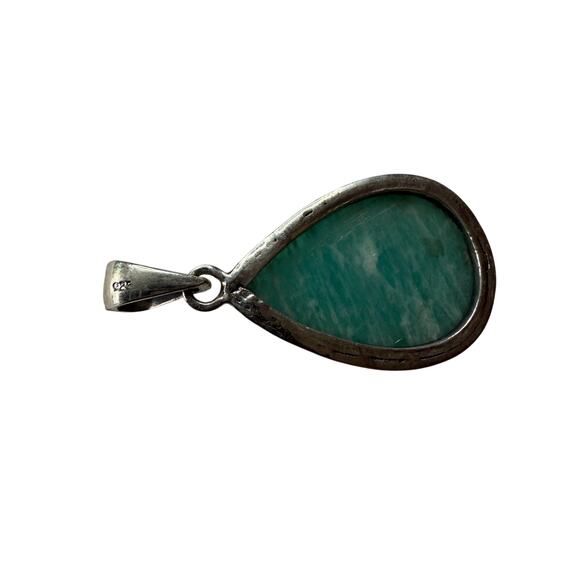 925 Sterling Silver Teardrop Amazonite Pendant - Picture 2 of 3